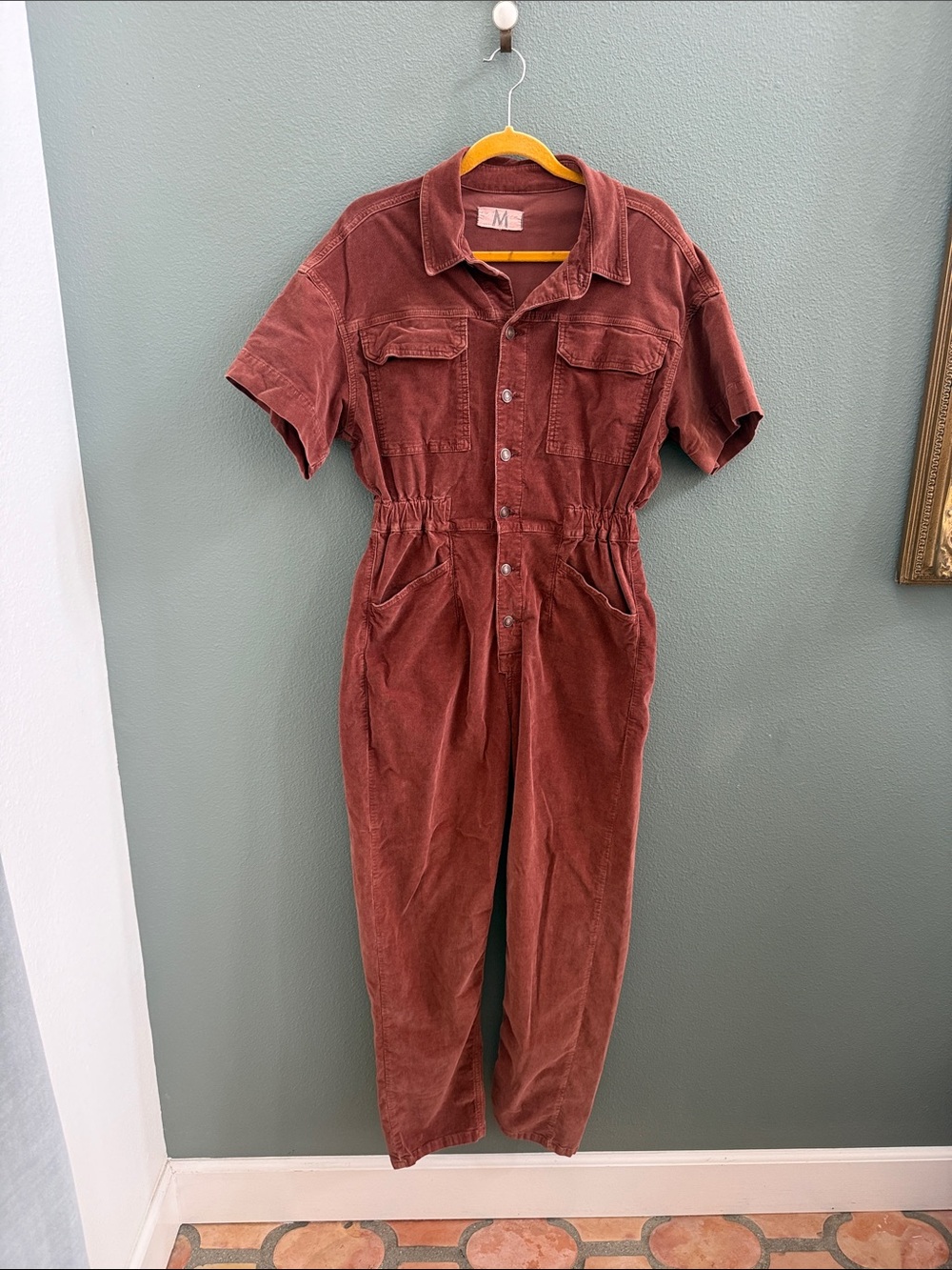 Free People Brick Brown Short-Sleeve Utility Jumpsuit - Picture 4 of 9